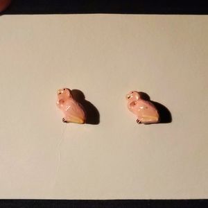 Pink Bird Stud Earrings